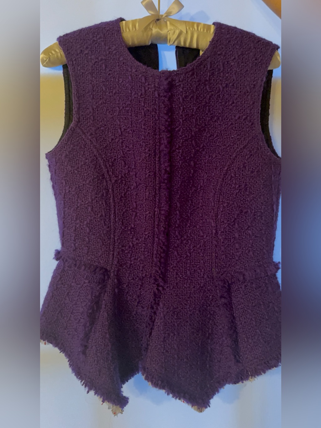 Tory Burch Purple Textured Peplum Top